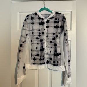 lululemon athletica Women's Noir Jacket II Mesh Panel Ghost White Black Size 12